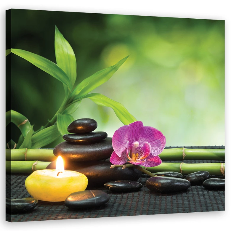 Leinwandbild, Kerzen Blumen Orchidee Wellness 