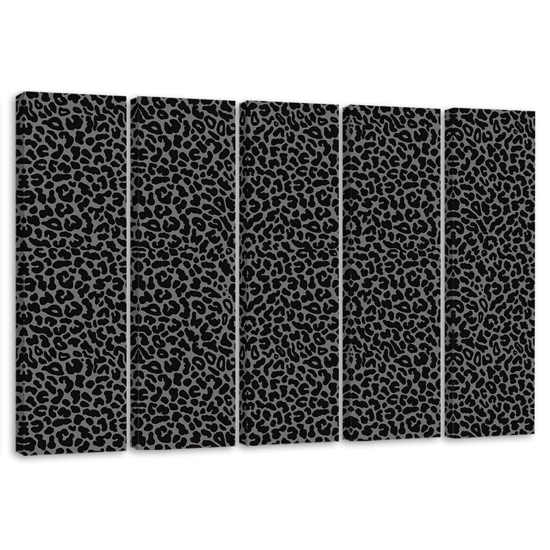 Leinwandbild 5 teilig, Leopard Leopard Pelfpatches Muster 