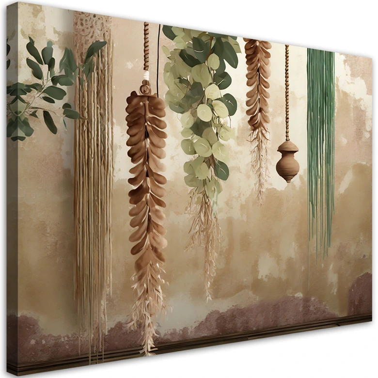Leinwandbild, Hängende Blätter Scandi Boho 