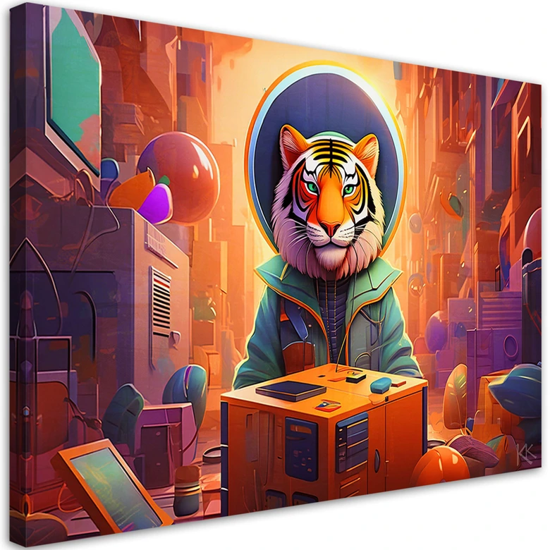 Leinwandbild, Moderner Tiger Abstraktion 