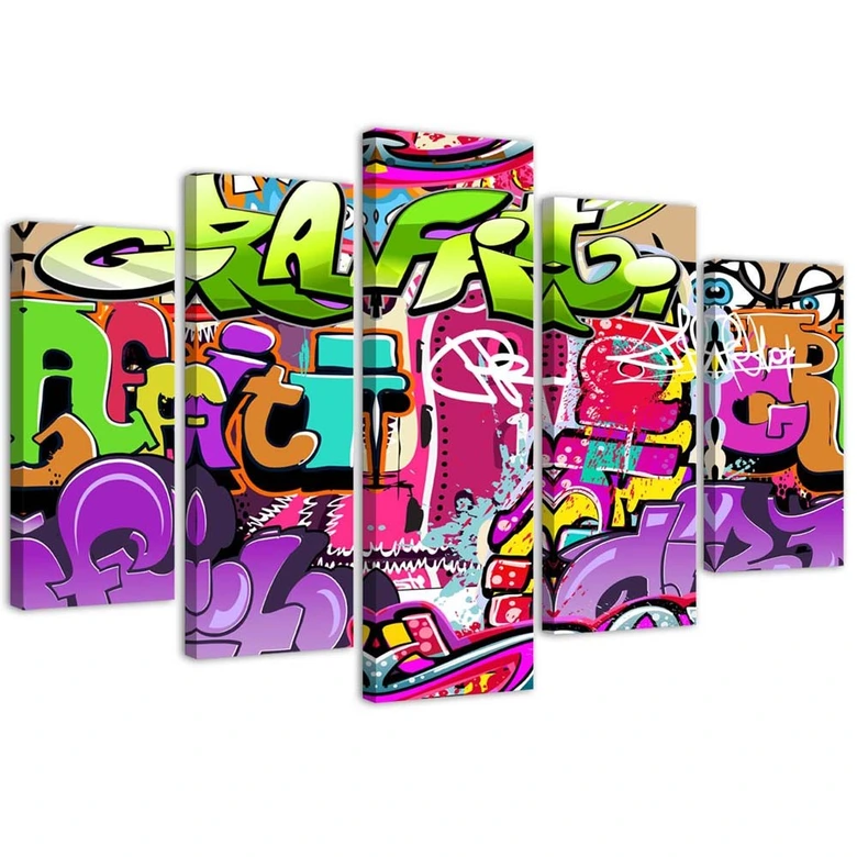 Leinwandbild 5 teilig, Graffiti-Abstraktion 