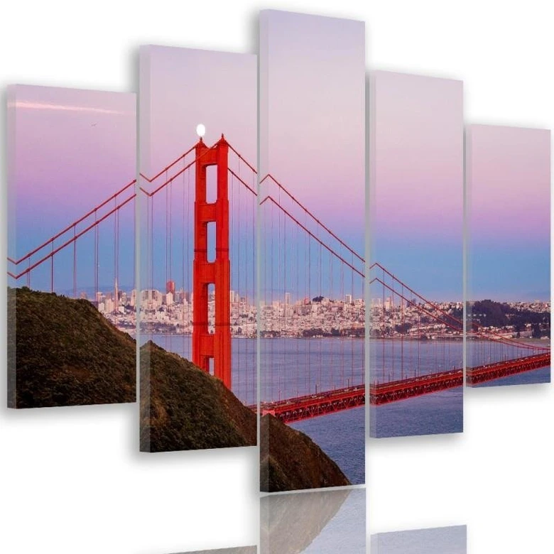Leinwandbild 5 teilig, Golden Gate Bridge 