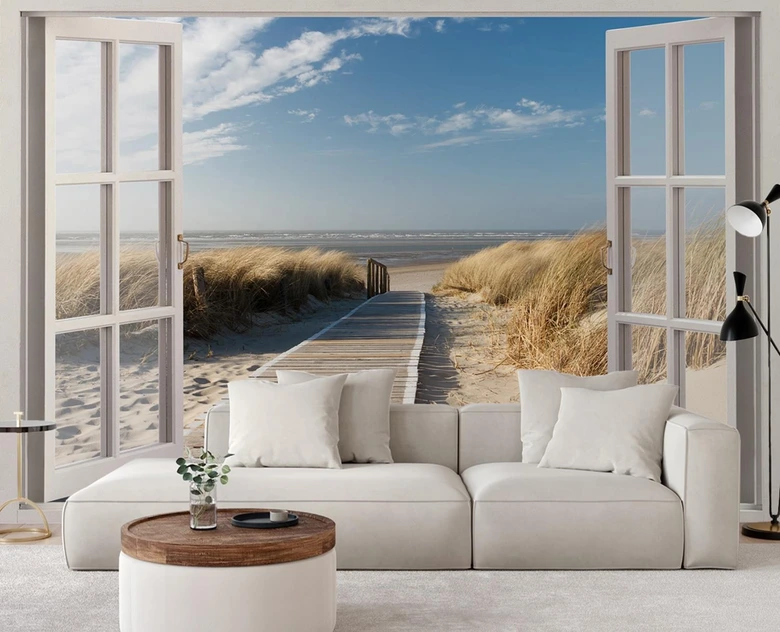 Fototapete Fensterblick Abstieg zum Strand 