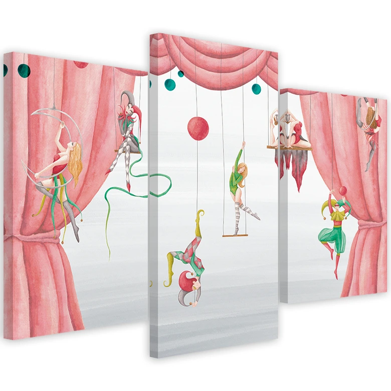 3-delige canvas print, circusacrobaat 