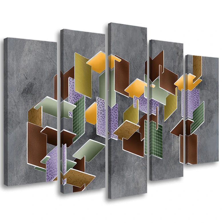 Canvas print 5 delen, 3D puzzel 