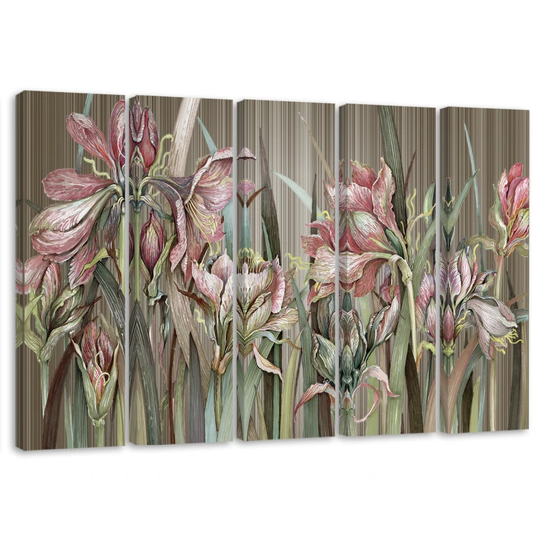 Leinwandbild 5 teilig, Iris Blumen 