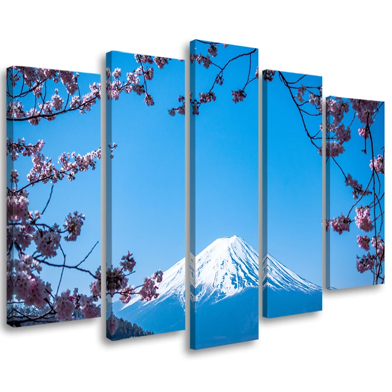 Leinwandbild 5 teilig, Berg Fuji 