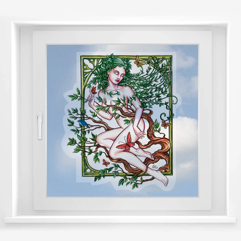 Window sticker LA Ink forest elf in frame 
