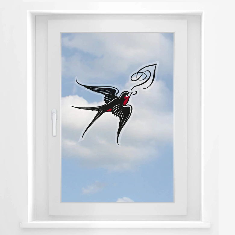 Fensterbild Miami Ink Schwalbe mit Ornament 