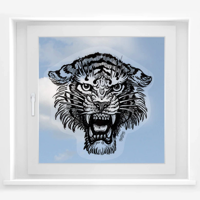 Fensterbild Miami Ink Tiger s/w 
