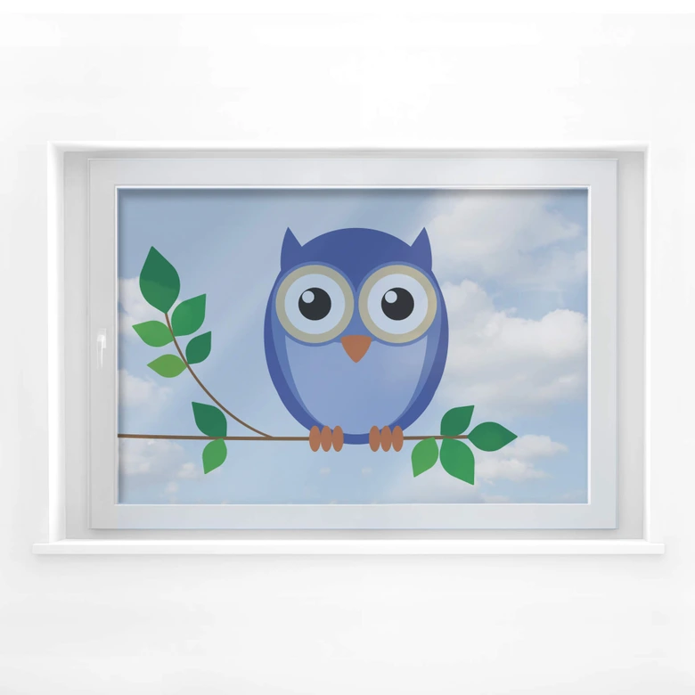 Fensterbild Eule Einstein 