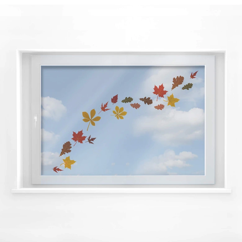 Window sticker leaves set fall 02 