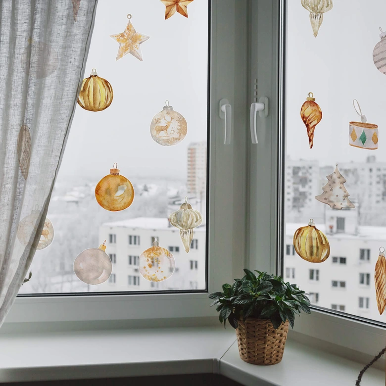 Raamfolie Kerstboom Decoratie (set van 22 raamstickers) 