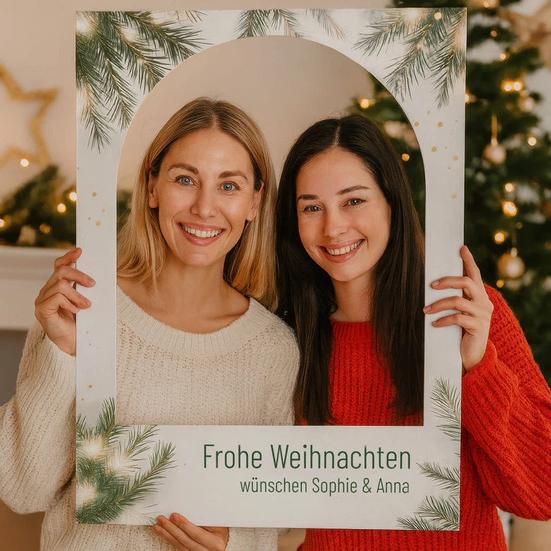 Fotorahmen Frohe Weihnachten mit Tannenzweig - personalisierbar 