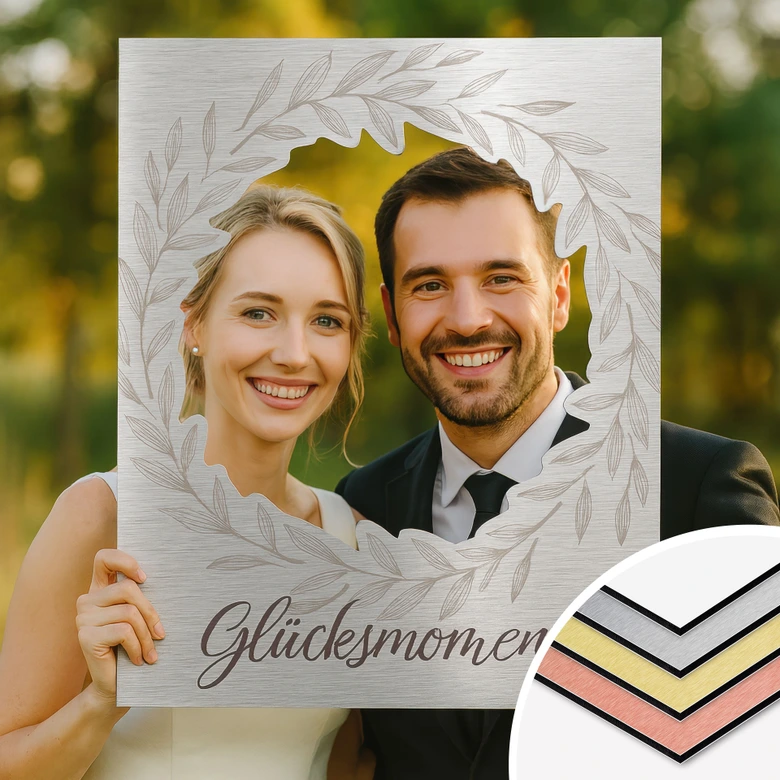 Fotorahmen Hochzeit Blätteroptik - personalisierbar 