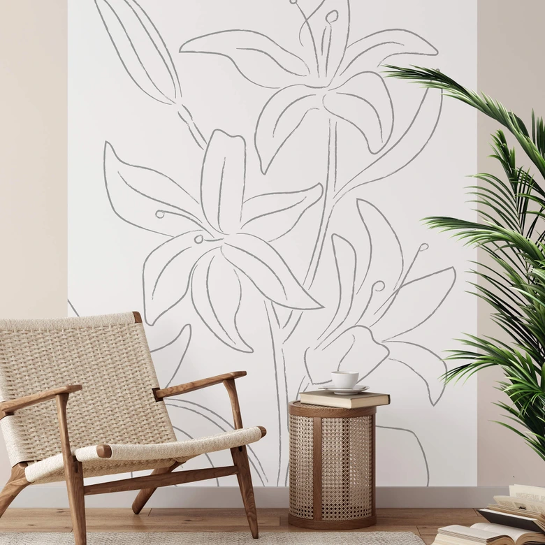 Fotobehang 1X Studio - Line Art Floral 