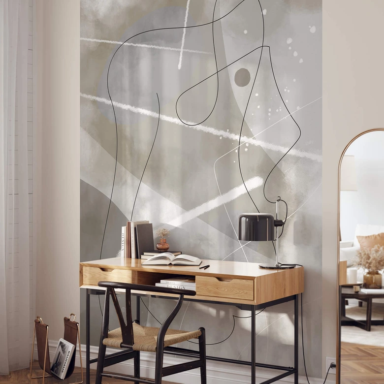 Fotomural 1X Studio - Line Art Silueta de una mujer - Abstracto y gráfico 