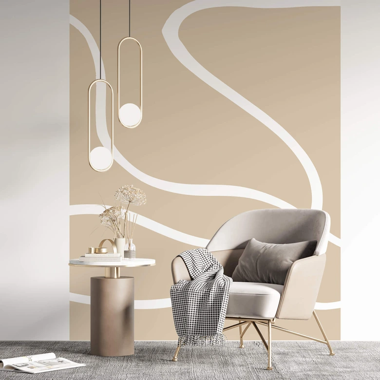Fototapete 1X Studio - Weiße Pinselstriche auf Beige 