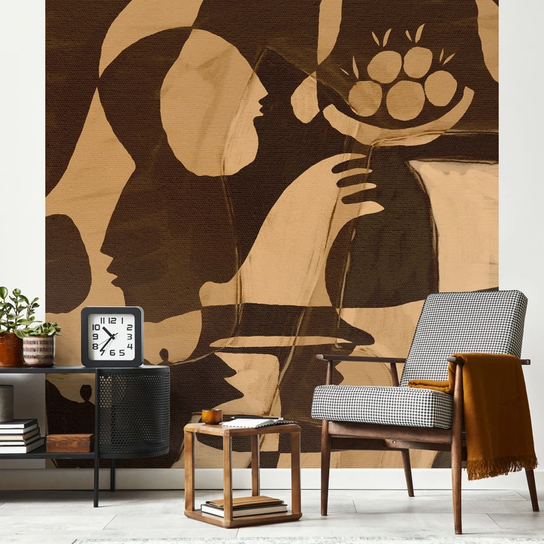 Fototapete Abstrakte Komposition in warmen Erdtönen - Al Dafai 