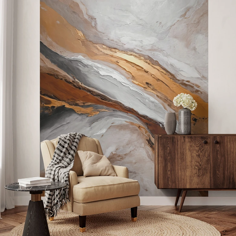 Abstrakte Fototapete Himmel und Erde in fließenden Farben - Alpenglow Workshop 