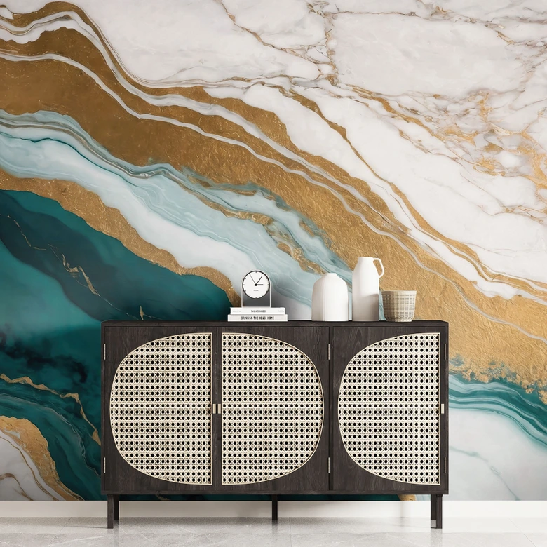 Marble River of Gold and Jade Wall Mural - Alpenglow Workshop 