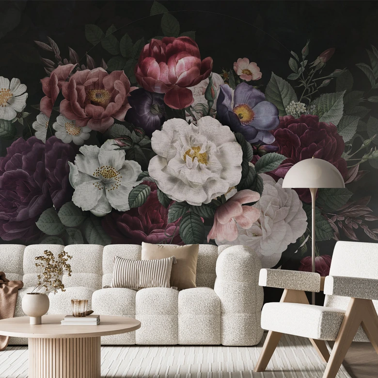 Fototapete Blumen Stillleben im Redouté-Stil | Blumentapete - Bloomery Decor 