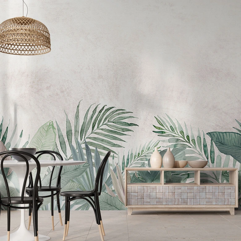 Jungle Leaves Green Watercolour | Jungle Fototapet - Bloomery Decor 