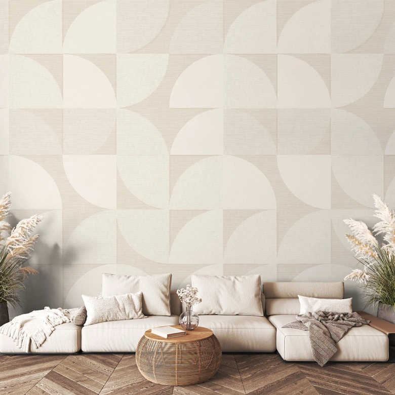 Papier peint photo demi-cercles style rétro | papier peint géométrique - Bloomery Decor 