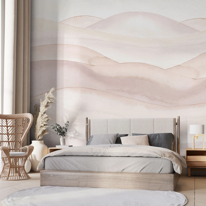 Fototapete Skandi - Sanfte Hügel in Aquarell - Bloomery Decor 