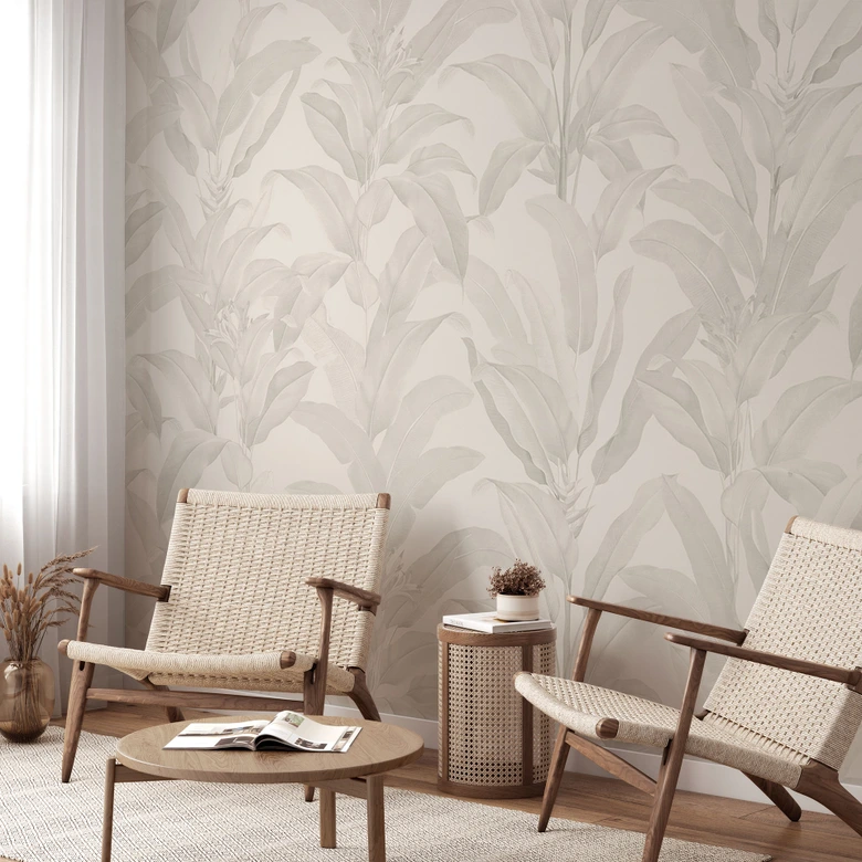 Dschungeltapete Urban Jungle Tropenblätter Creme - Bloomery Decor 