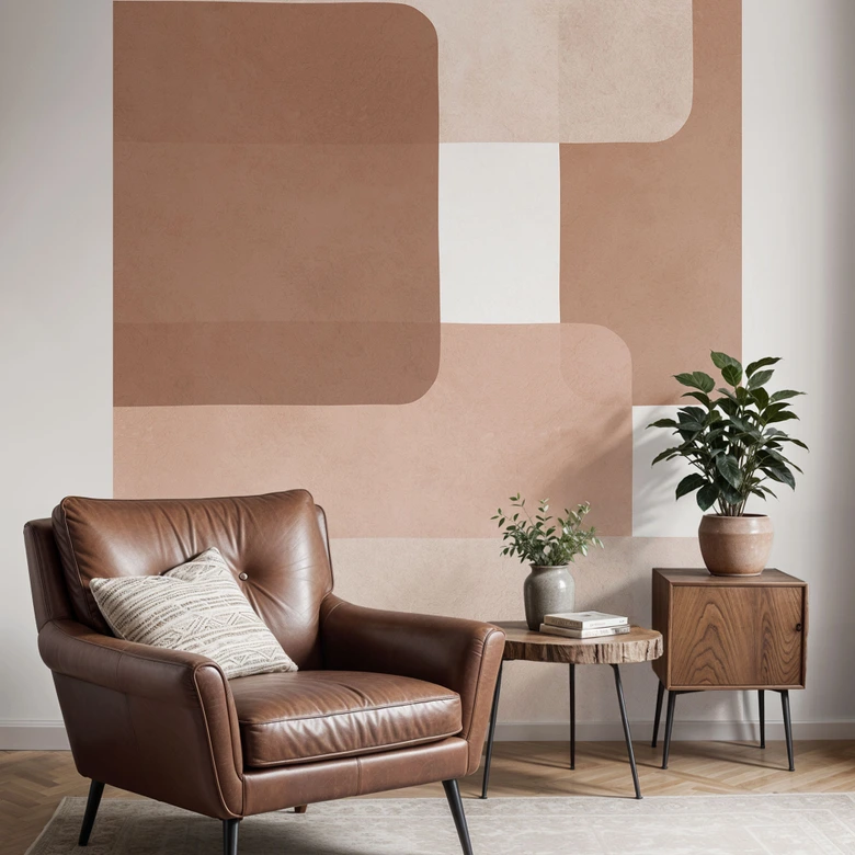 Fototapete Boho Abstraktion in Beige-braun | Abstrakte Tapete - Costa 
