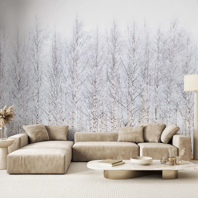 Fototapete Waldtapete Birkenwald im Winter - EMELIEmaria 