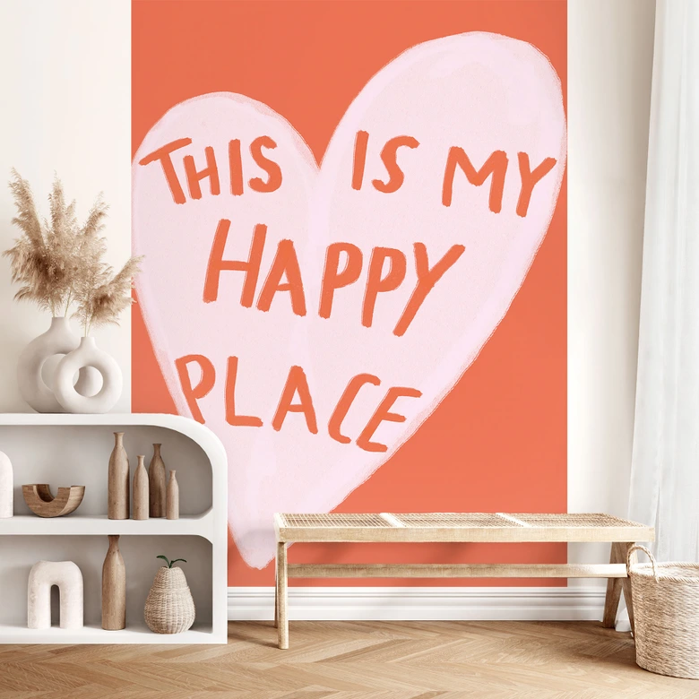 Fotobehang met spreuk - Dit is mijn gelukkige plek met hart - Fritsch 