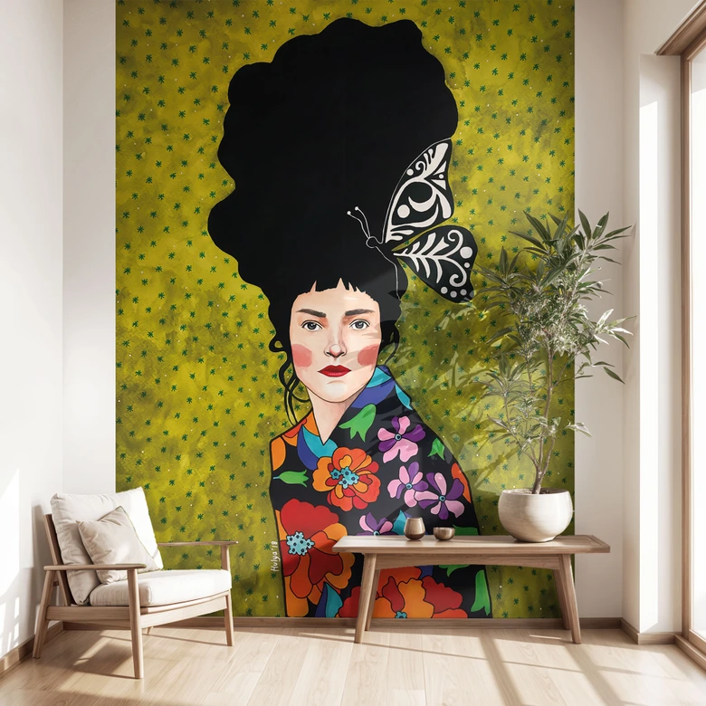 Fotobehang Vrouw met vlinder in haar haar - Hülya 