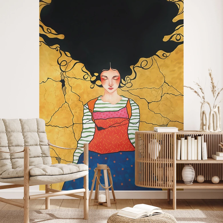 Wall Mural Dreamer in golden light - Hülya 