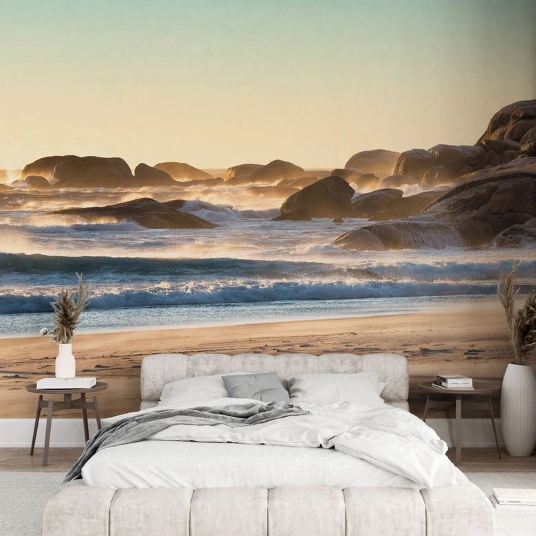 Papier peint maritime Côte de la plage au lever du soleil en Afrique - Hugonnard 