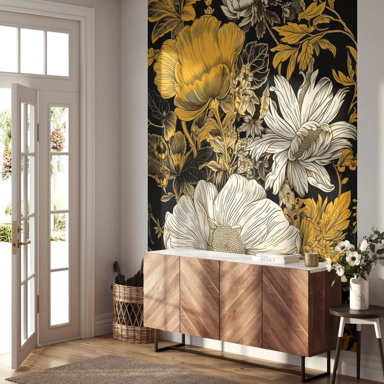 Esplendor floral en ocre - fotomural floral - Jaszke 