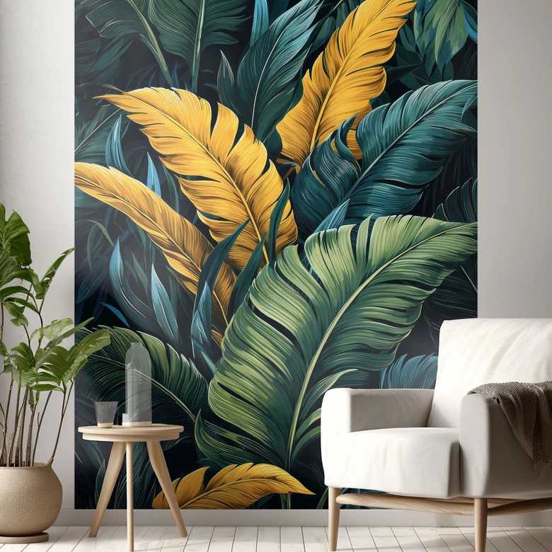 Fotobehang Kleurrijke palmbladeren - Jaszke 