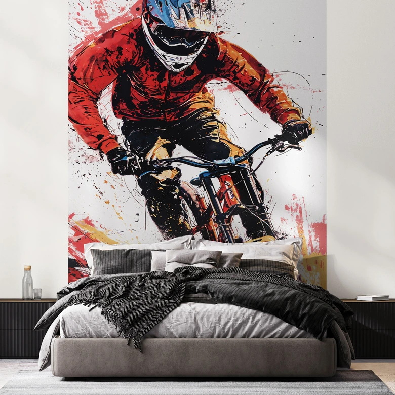 Fototapete Dynamischer Mountainbiker - Jaszke 