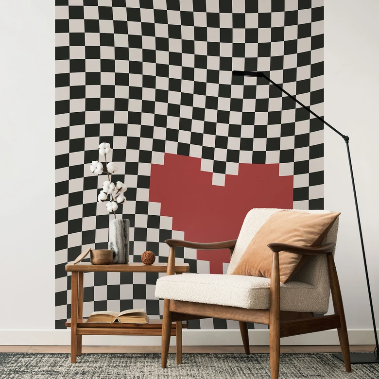 Fototapet Optisk illusion: hjerte i pixel-stil - Kerr-Dineen 