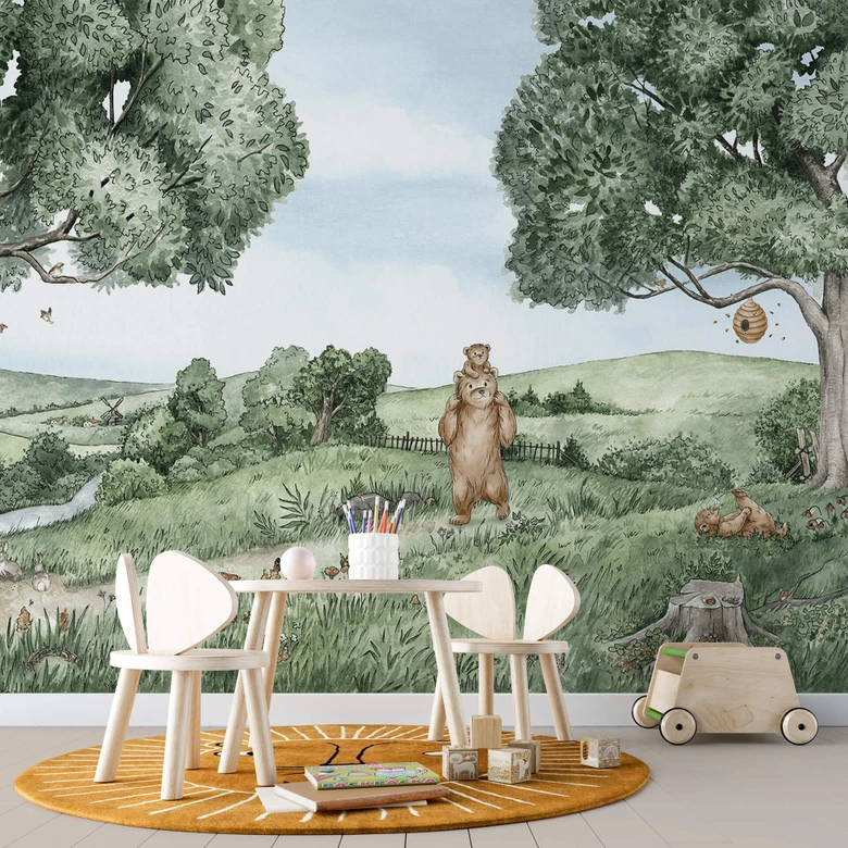Kinderzimmer Fototapete Kikki Belle - Bären und Bienen 