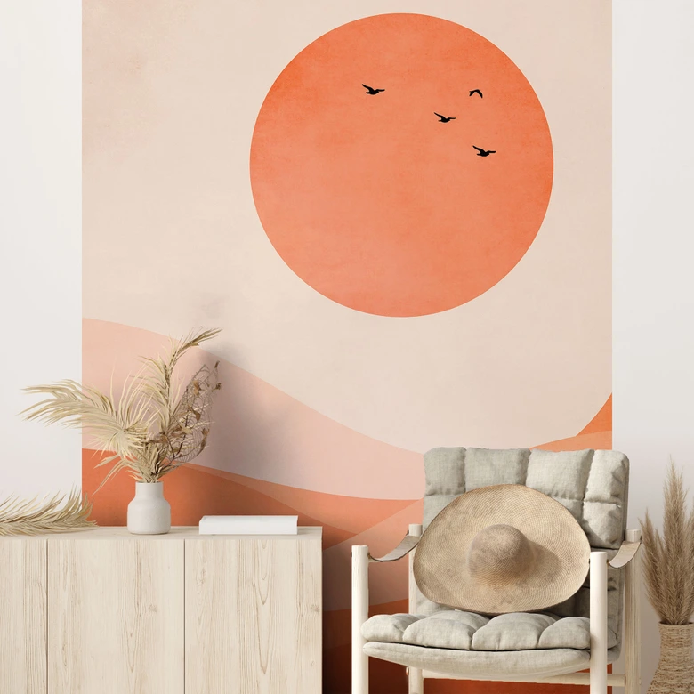 Fototapet Harmonisk landskab orange - Kubistika 