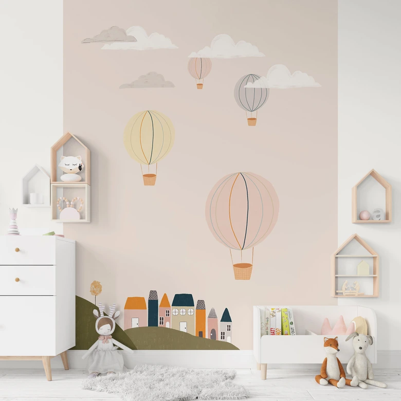 Papier peint photo Montgolfières multicolores dans le ciel - Menina Lisboa 