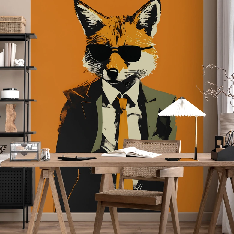 Cool räv i kostym Fototapet - Magnusson 