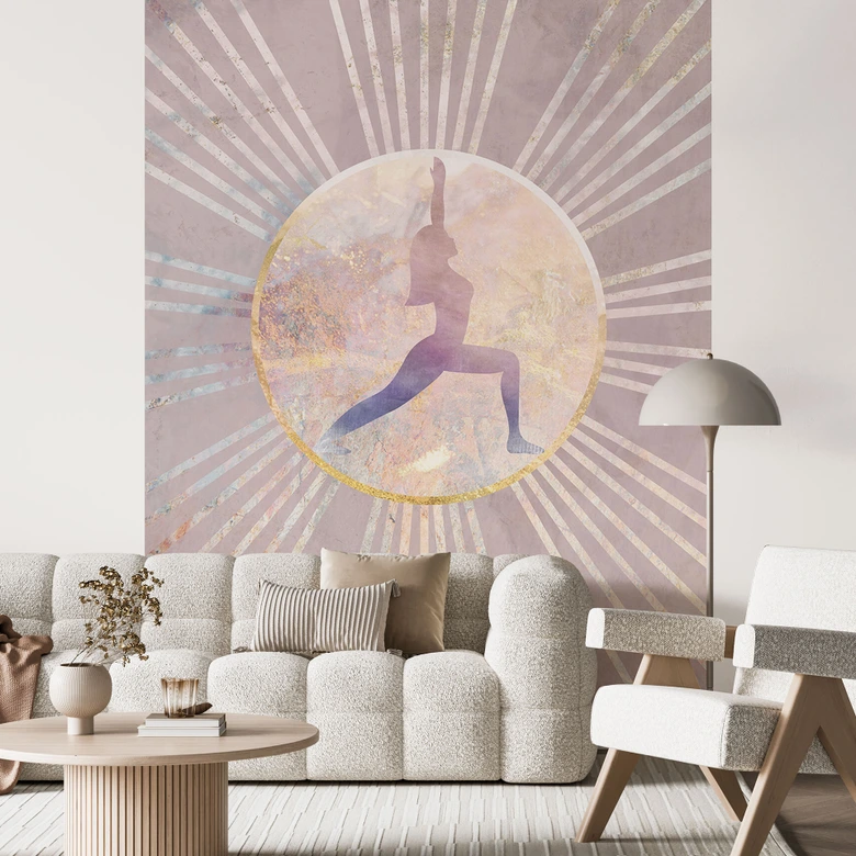 Fototapete Yoga Sonnengruß rosa | roségold - Manovski 