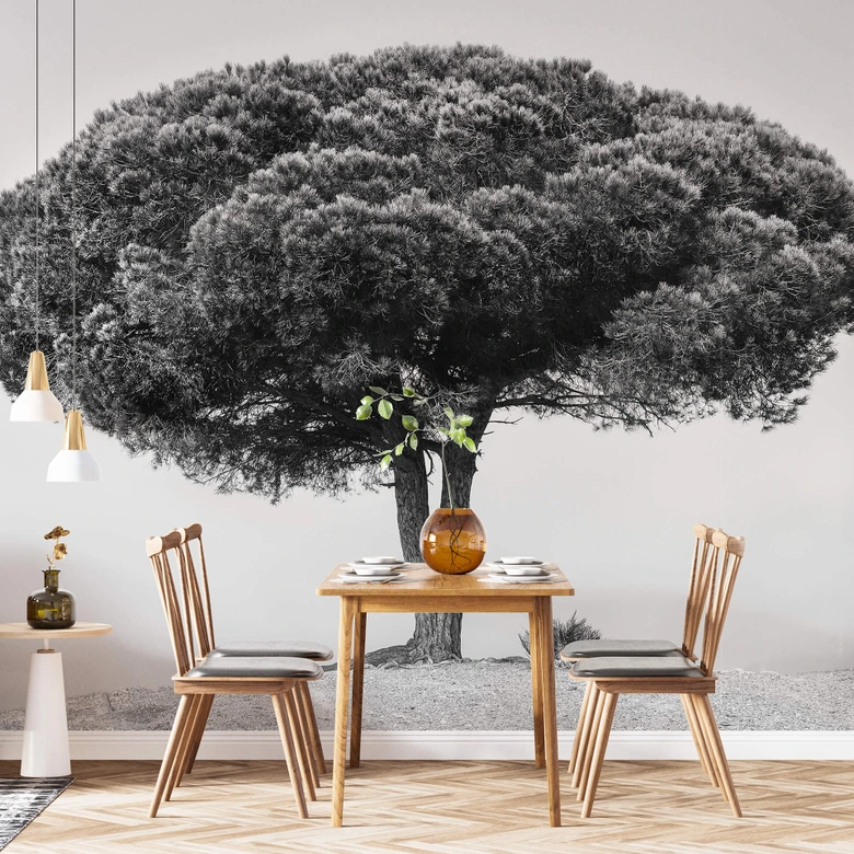 Martin - Fototapet av träd i svartvitt 