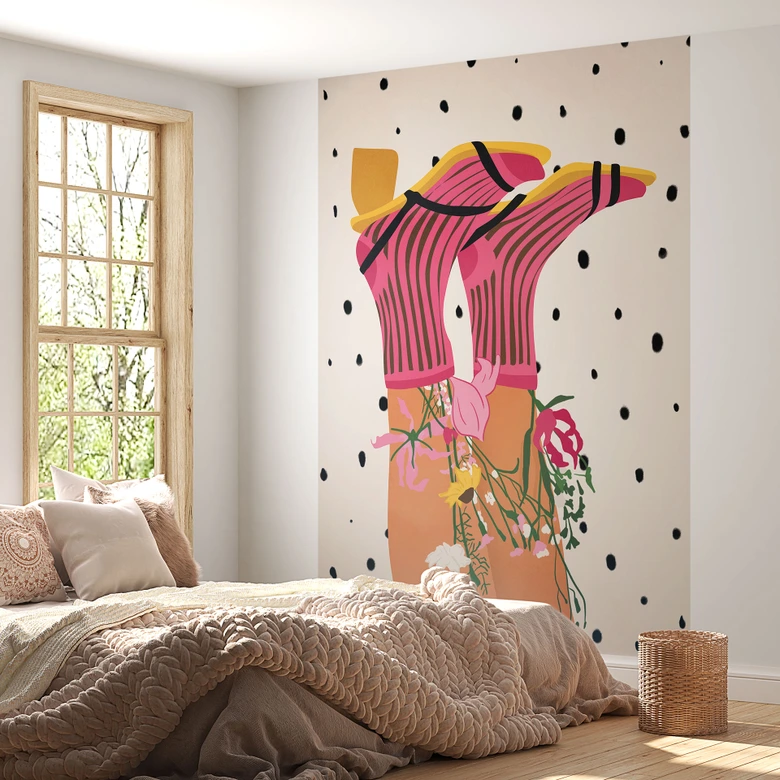 Papier peint photo L'amour des chaussettes rencontre le flower power - Mokate 