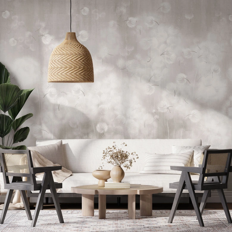 Blumentapete Fototapete Pusteblumen Traum in Beige - Ms Tiff 