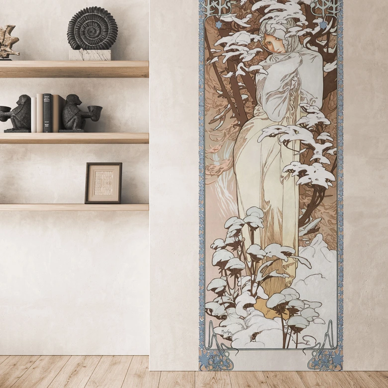 Wall Mural Seasons: Winter 1900 | Art for the living room - Mucha 