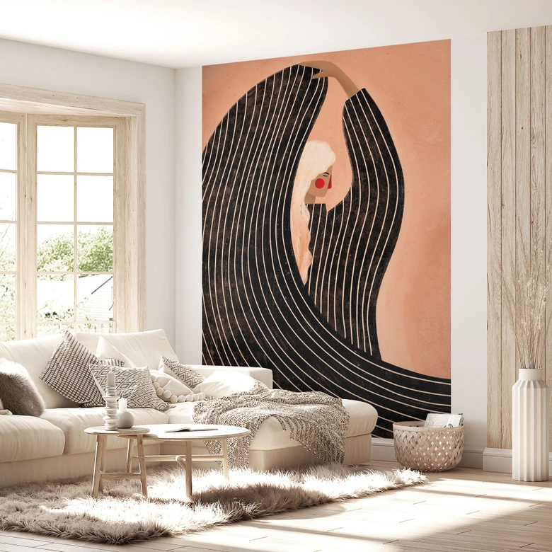 Wall Mural Woman with black striped dress - Müller 